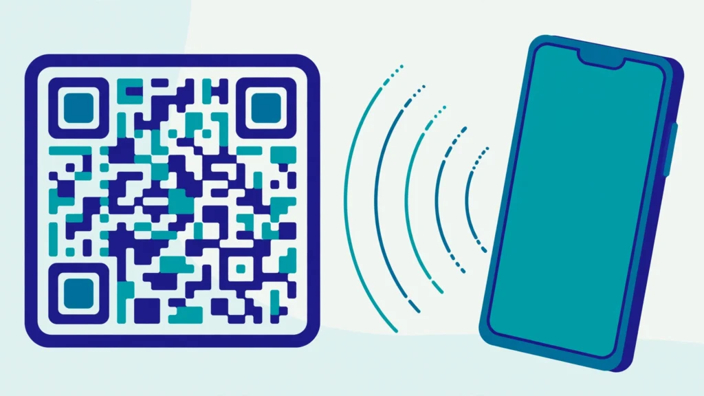 Illustration of a smartphone scanning a QR code