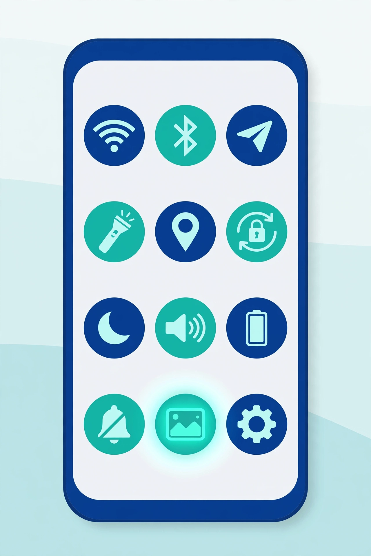 Illustration of an Android phone showing the quick settings panel with a screenshot button highlighted